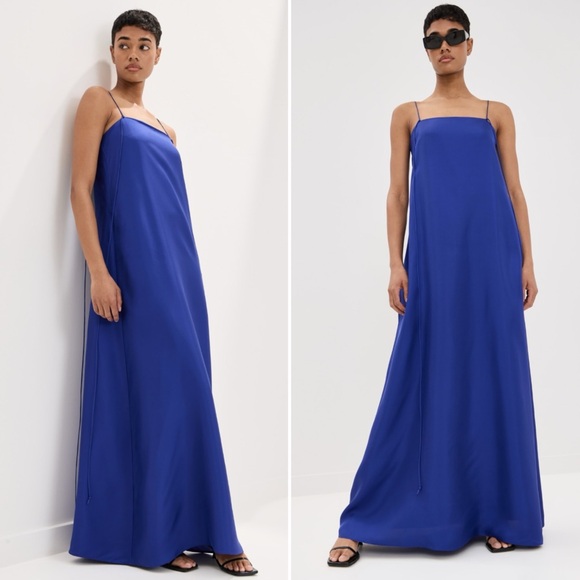 NWT Róhe Silk Maxi Gown in Electric Royal Blue Strappy Tank Straps Size 44/US 12 - Picture 1 of 11